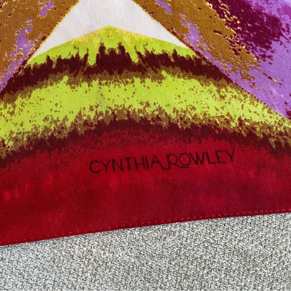 Cynthia Rowley 100% Silk Oblong 14” x 65” Pink Red Yellow Green White Lavender - Picture 3 of 5